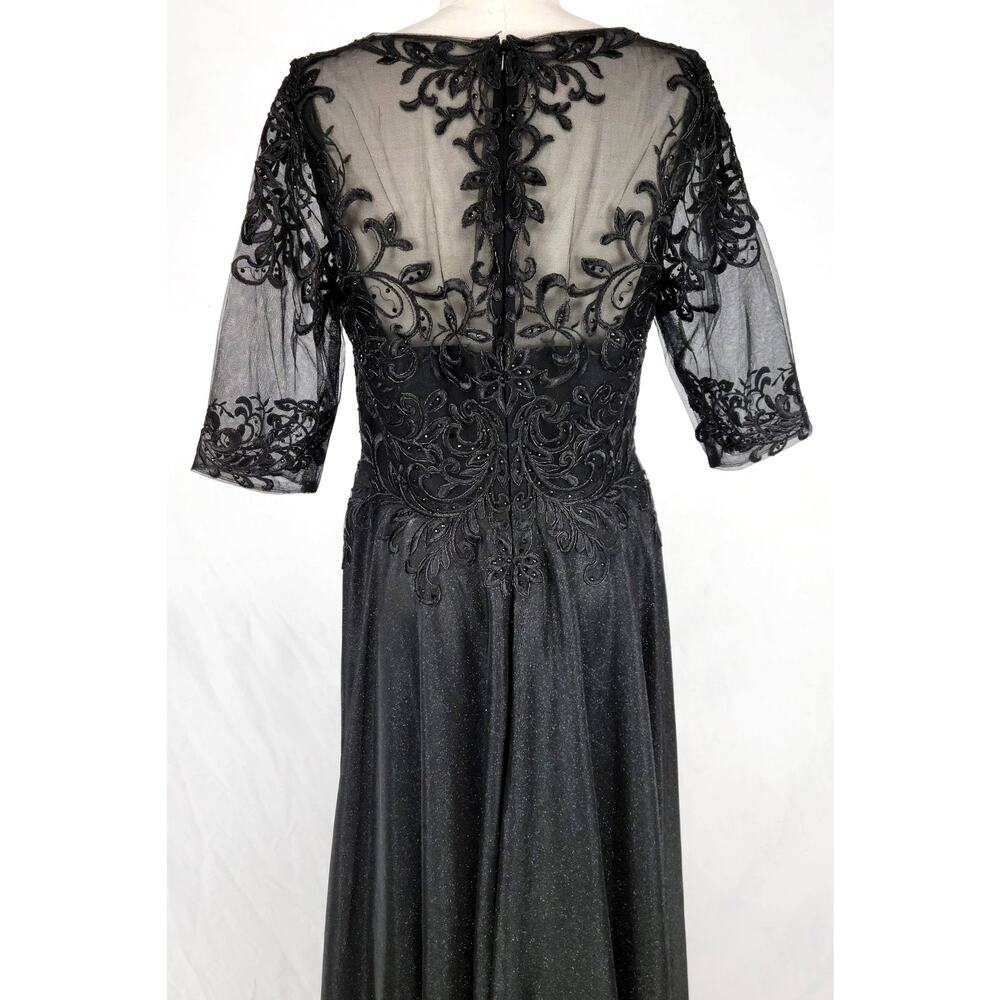 Chicas J006 Missy Maxi Dress Women L Blue Sparkly 3/4 Sleeve Formal Gown NWT - Picture 14 of 16